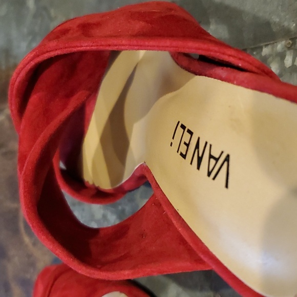 Vaneli | Red Suede Heeled Slide | Size 7.5 - Picture 13 of 14